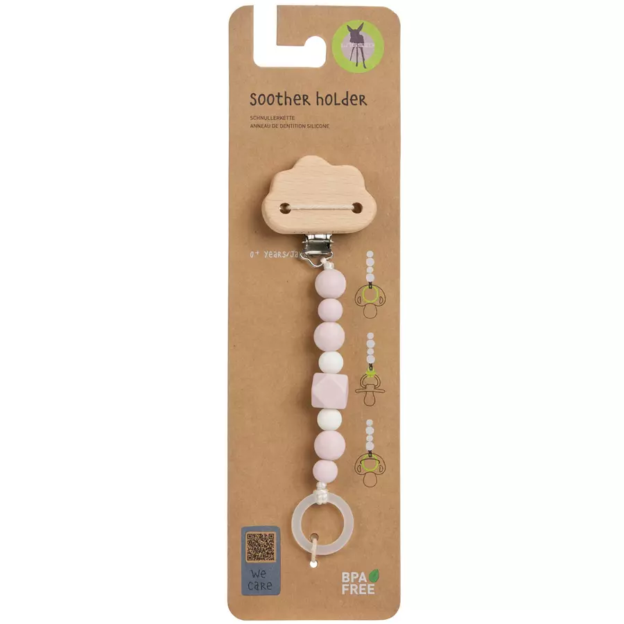 LÄSSIG Soother Holder WoodSilicone Little Universe Rose