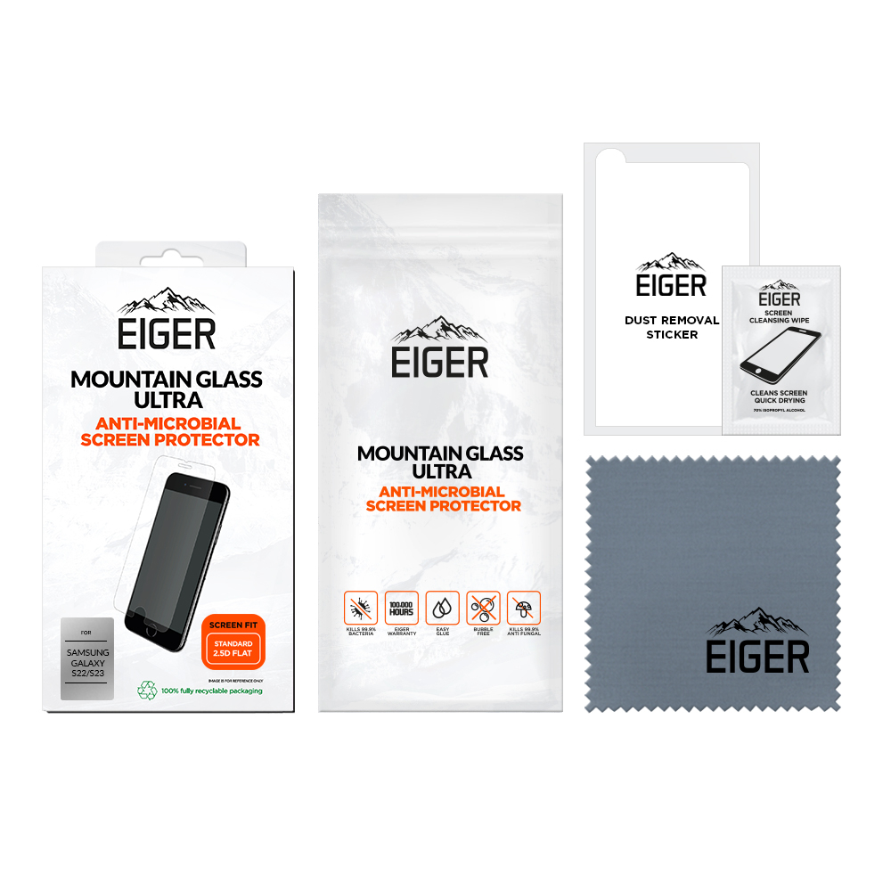 Samsung Galaxy S23 5G / S22 5G Antibakterielle Antivirale Mountainglass Ultra 2.5D Panzer Glas Case Friendly (EGMSP00242)