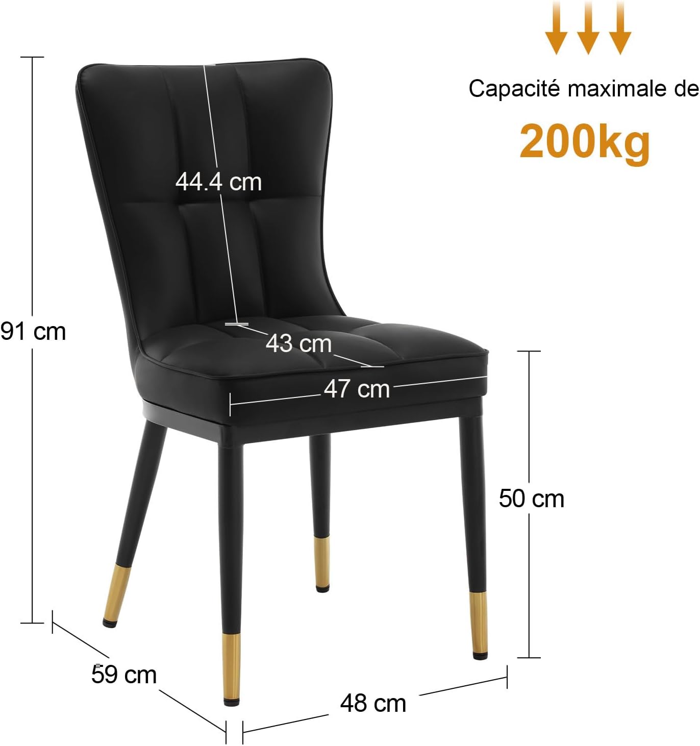 Bekrvio 200KG Belastbar Esszimmerstühle 2Er Set, Kunstleder Stühle Esszimmer（8cm dick）, Einteiliger Metallbeinen Küchenstühle Mit Lehne, Leichter Luxus-Polsterstuhl Fü Küche Esszimmer Wohnzimmer
