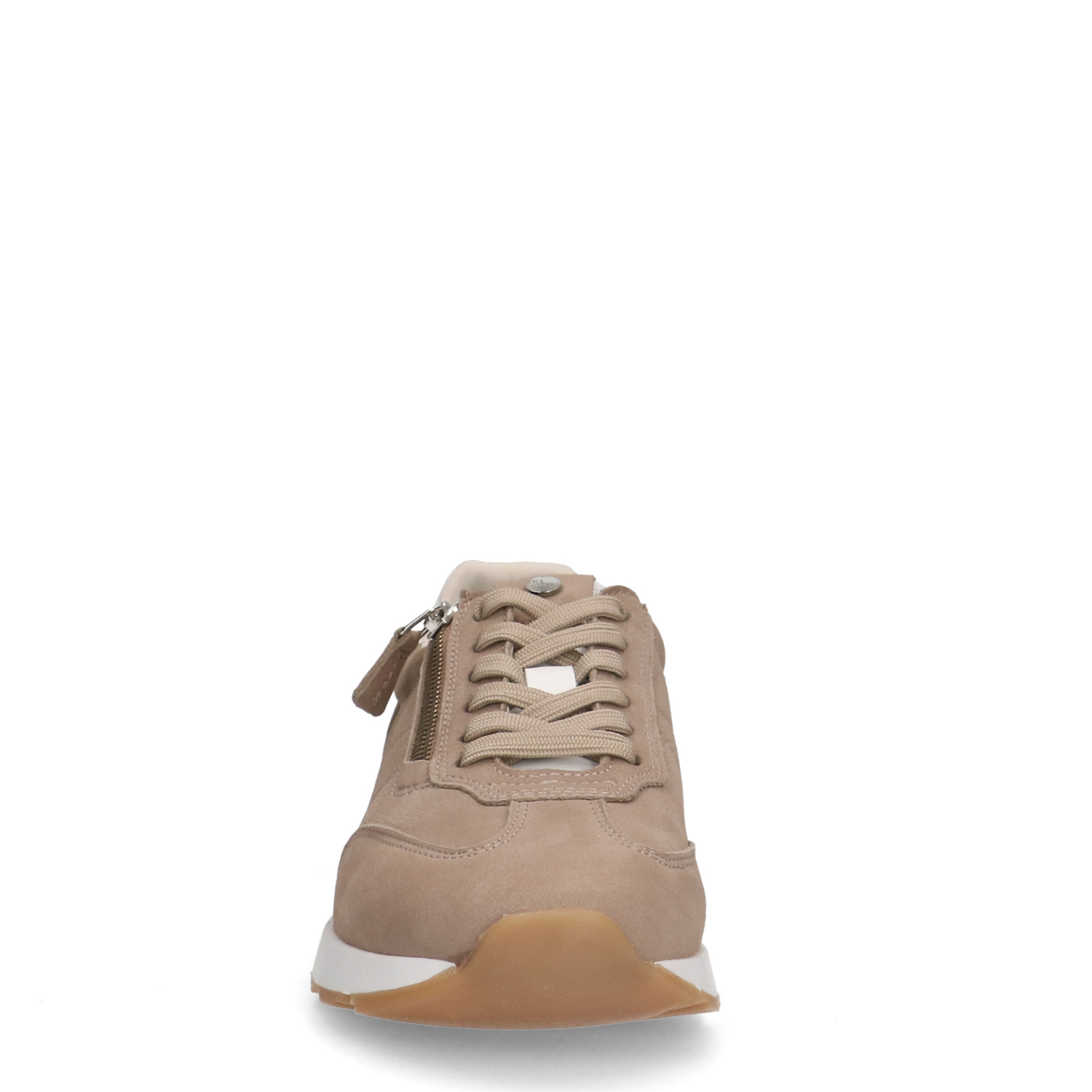 Taupe nubuck sneakers met rits