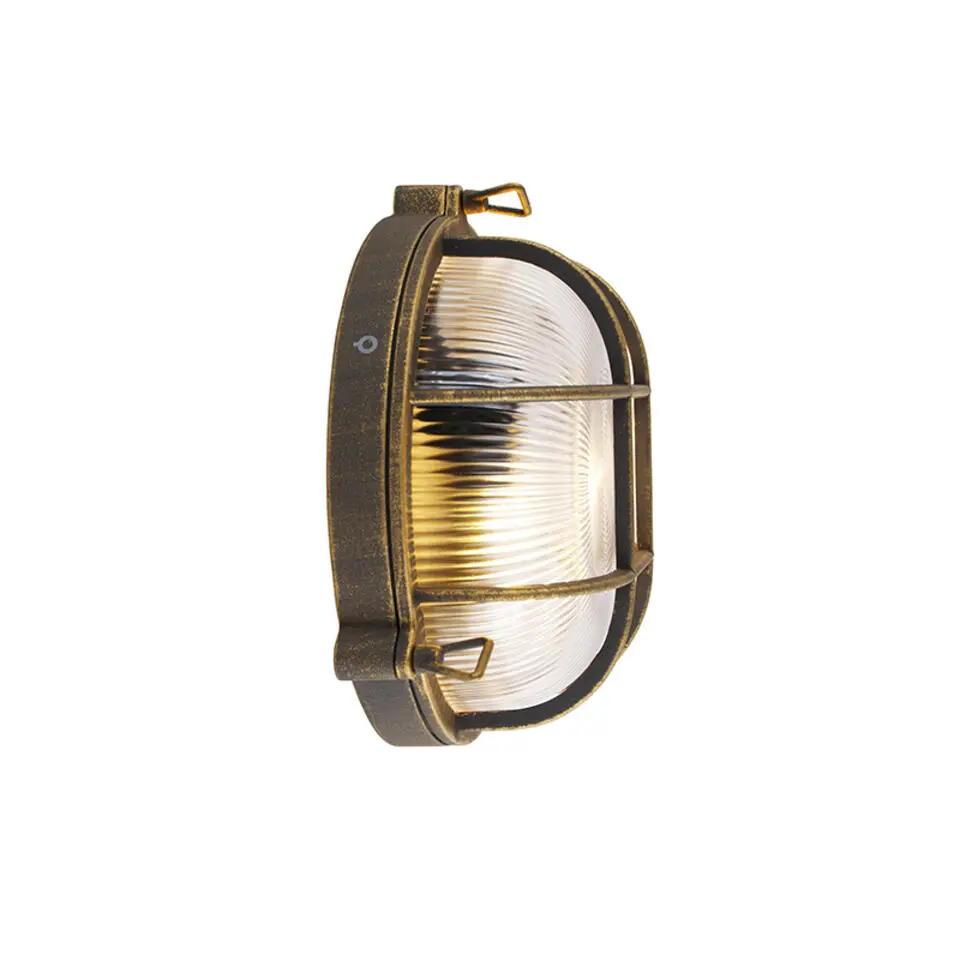 Qazqa wandlampen buiten nautica goudkleurig e27