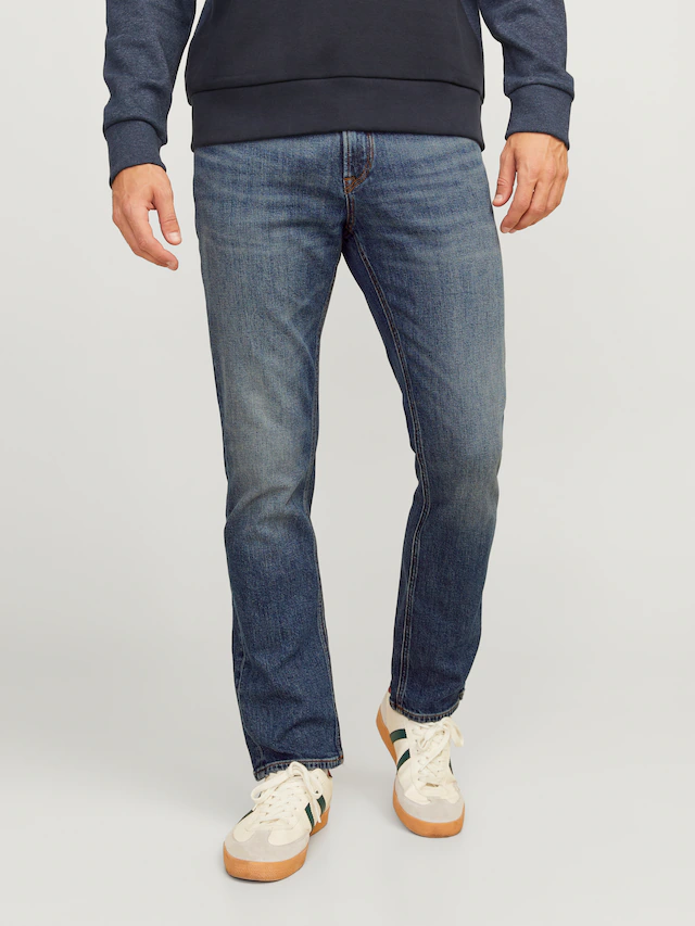 Jack & Jones Regular-fit-Jeans »JJICLARK im Used-Look, Stretchkomfort und niedrige Leibhöhe«, mit Abriebeffekten