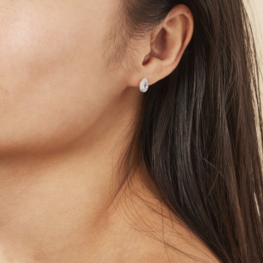 Boucles D'oreilles Puces Argent Blanc Tania Oxydes De Zirconium
