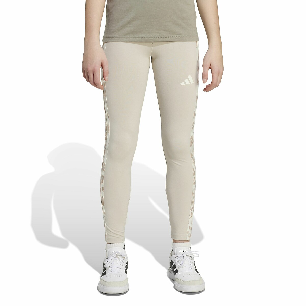ADIDAS ROUPAS ESPORTIVAS<br>Leggings de algodão com detalhe de estampa de leopardo