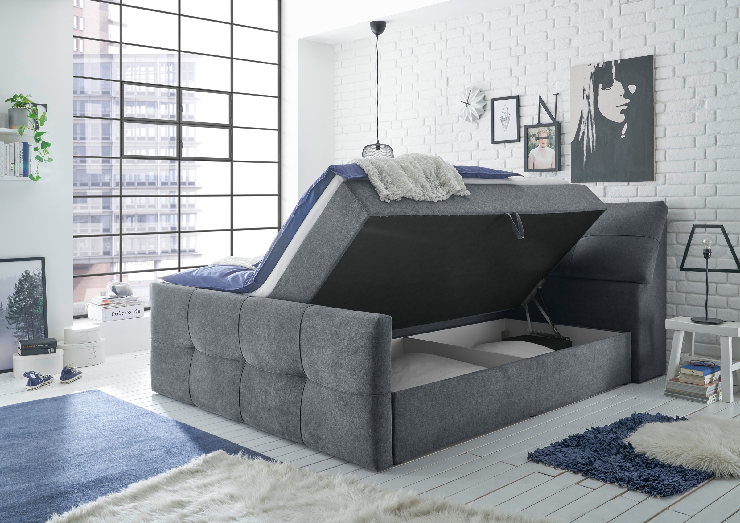 ED EXCITING DESIGN Boxbett »Redmond« 5 Stk. tlg. inkl. Zwei Bettkästen, Stauraum im Kopfteil und Topper