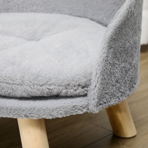 Hundeseng Katteseng, Hundesofa Med Sklisikre Treføtter Og Pute, Innendørs, Grå, 40,5X40,5X33 Cm
