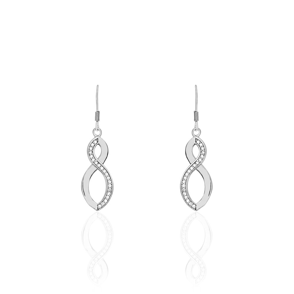 Boucles D'oreilles Pendantes Odile Argent Blanc Oxyde De Zirconium