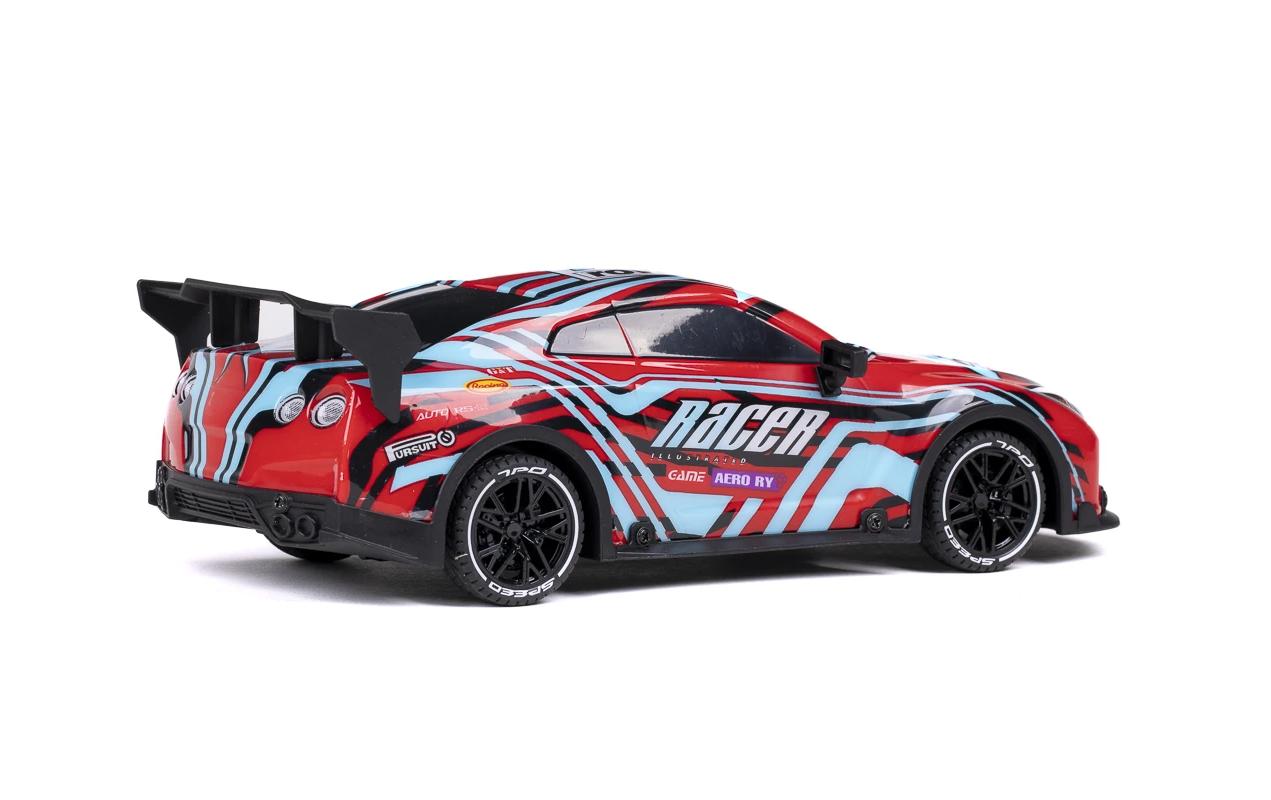 Auto Racer R/C 1:18 Rot/BlauFerngesteuertes Spielzeug mit Licht für Kinder ab 8 Jahren