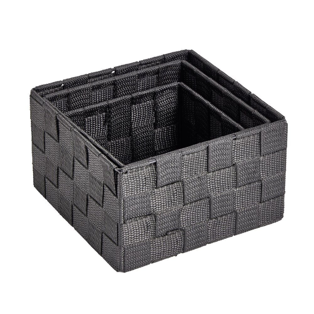 Lot de 3 panières tressées 3 tailles - 2 modèles gris clair ou foncé