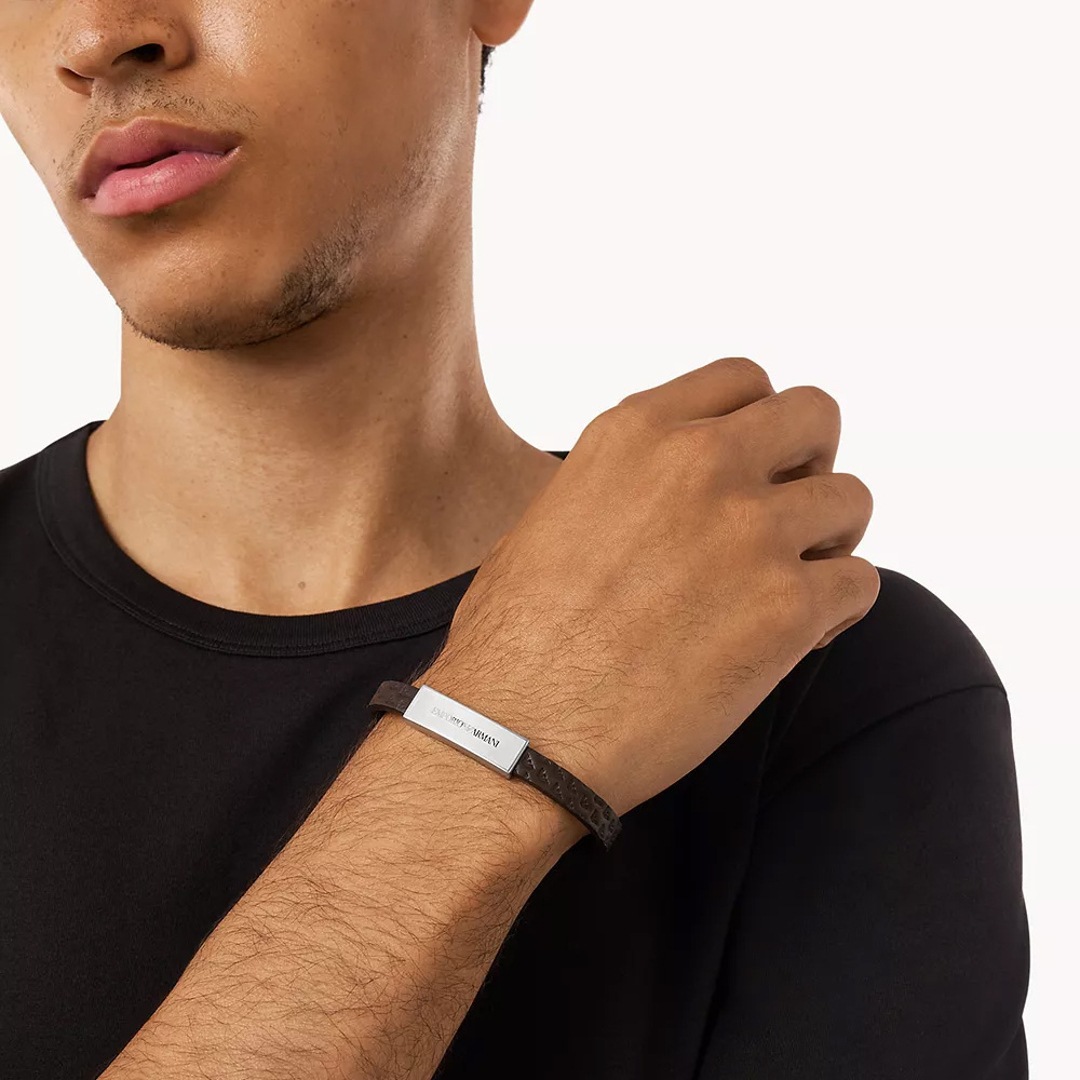 Emporio Armani Eagle Logo Lederarmband Essential Lines Slim