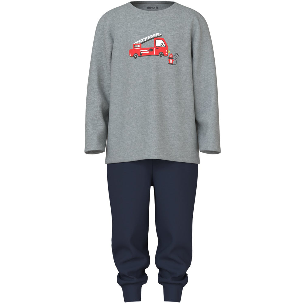 Køb Name It Grey Melange Nmmnightset Grey Firetruck Noos