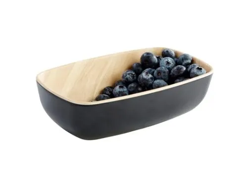 Skål Frida 0.5 ltr 17.6x10.8x5.5 cm Melamin Sort/Trælook,12 stk/pk