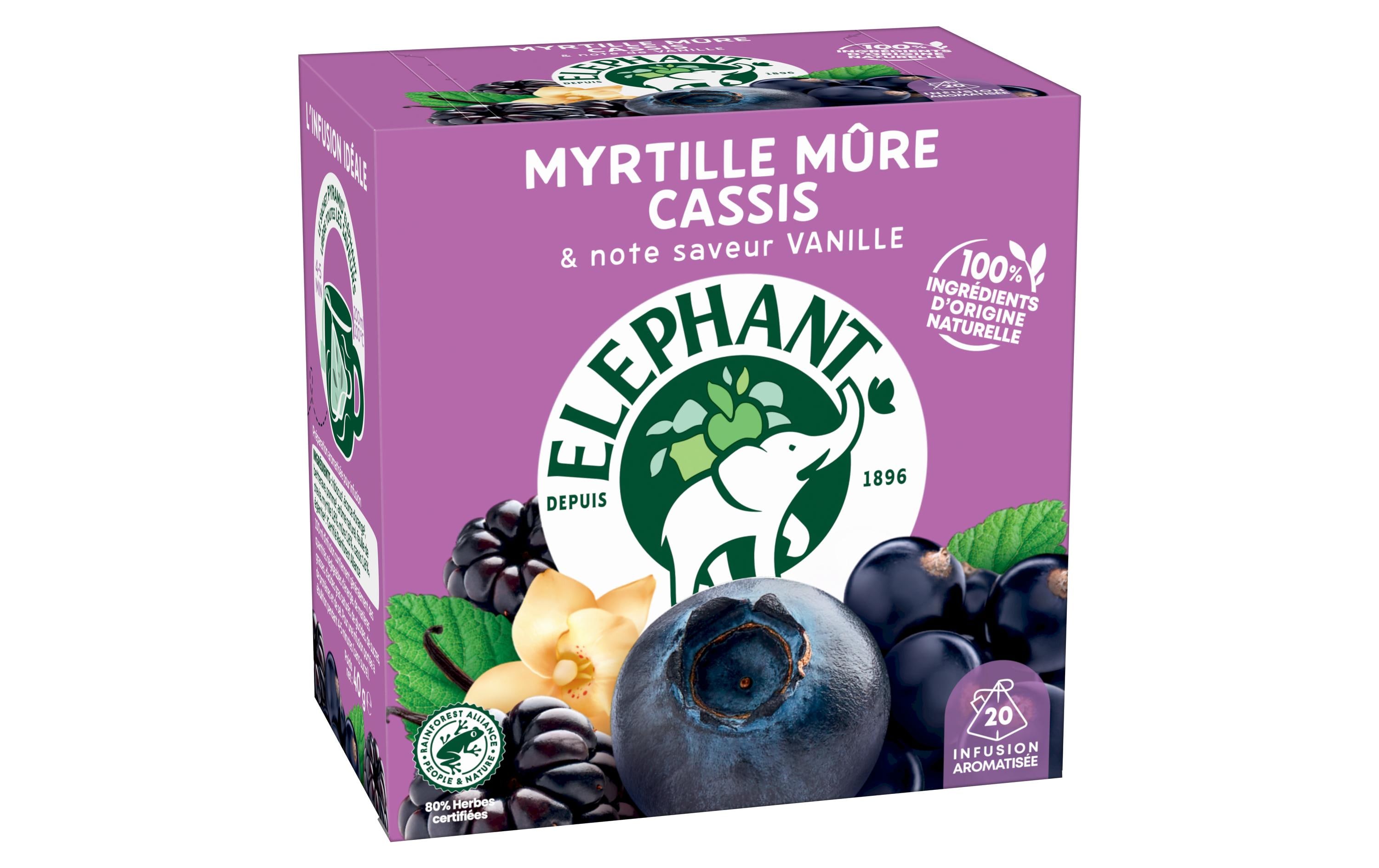 Teebeutel Infusion Myrtille Múre Cassis 20 StückTee mit Heidelbeere und schwarze Johannisbeere
