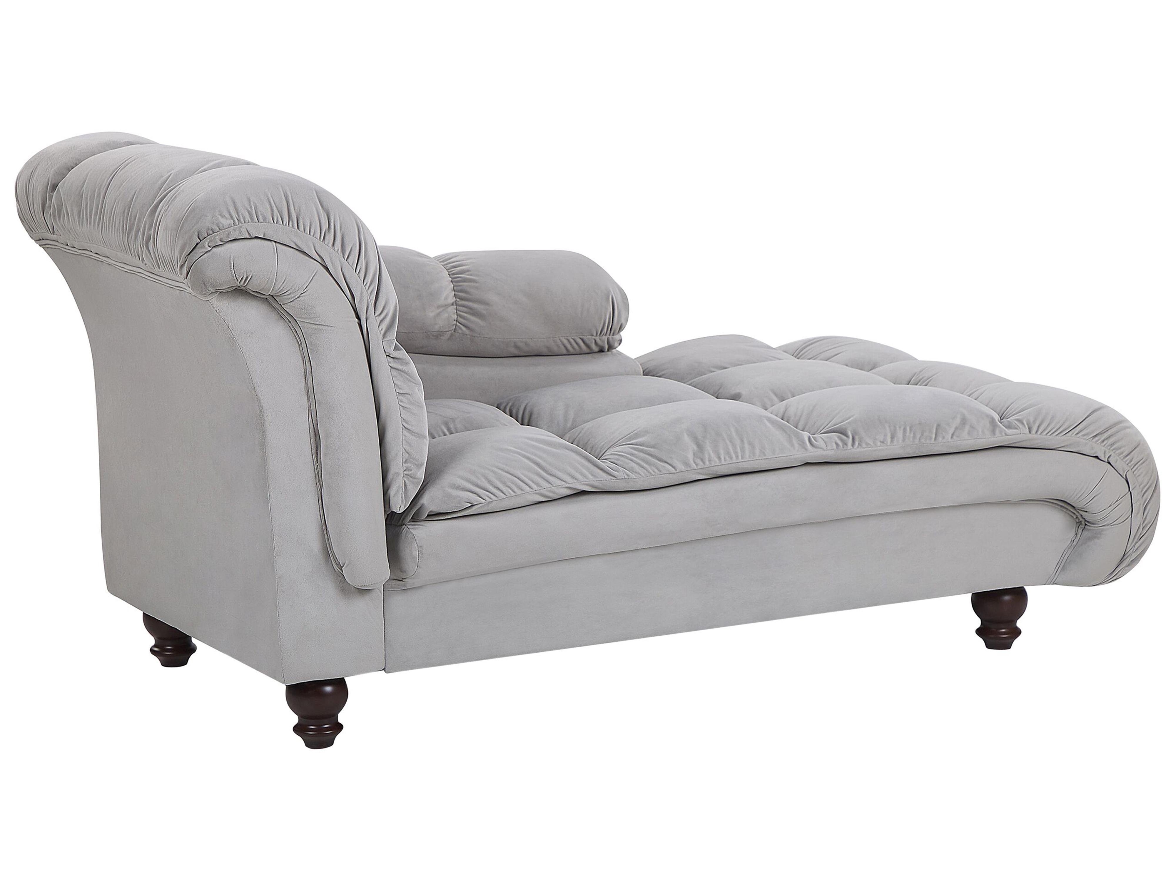 Linkszijdige chaise longue LORMONT Fluweel Lichtgrijs