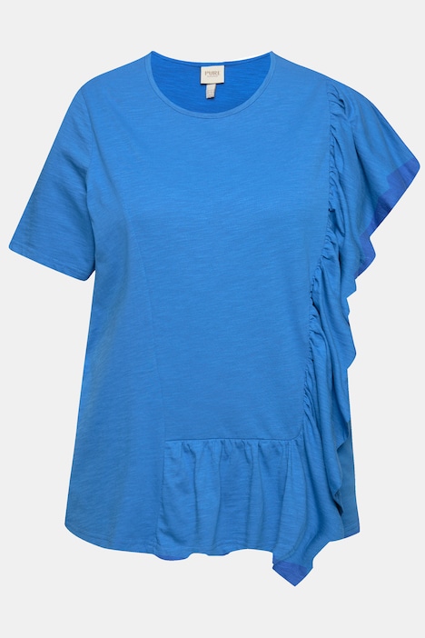 T-Shirt, Volant, Rundhals, Halbarm, Biobaumwolle