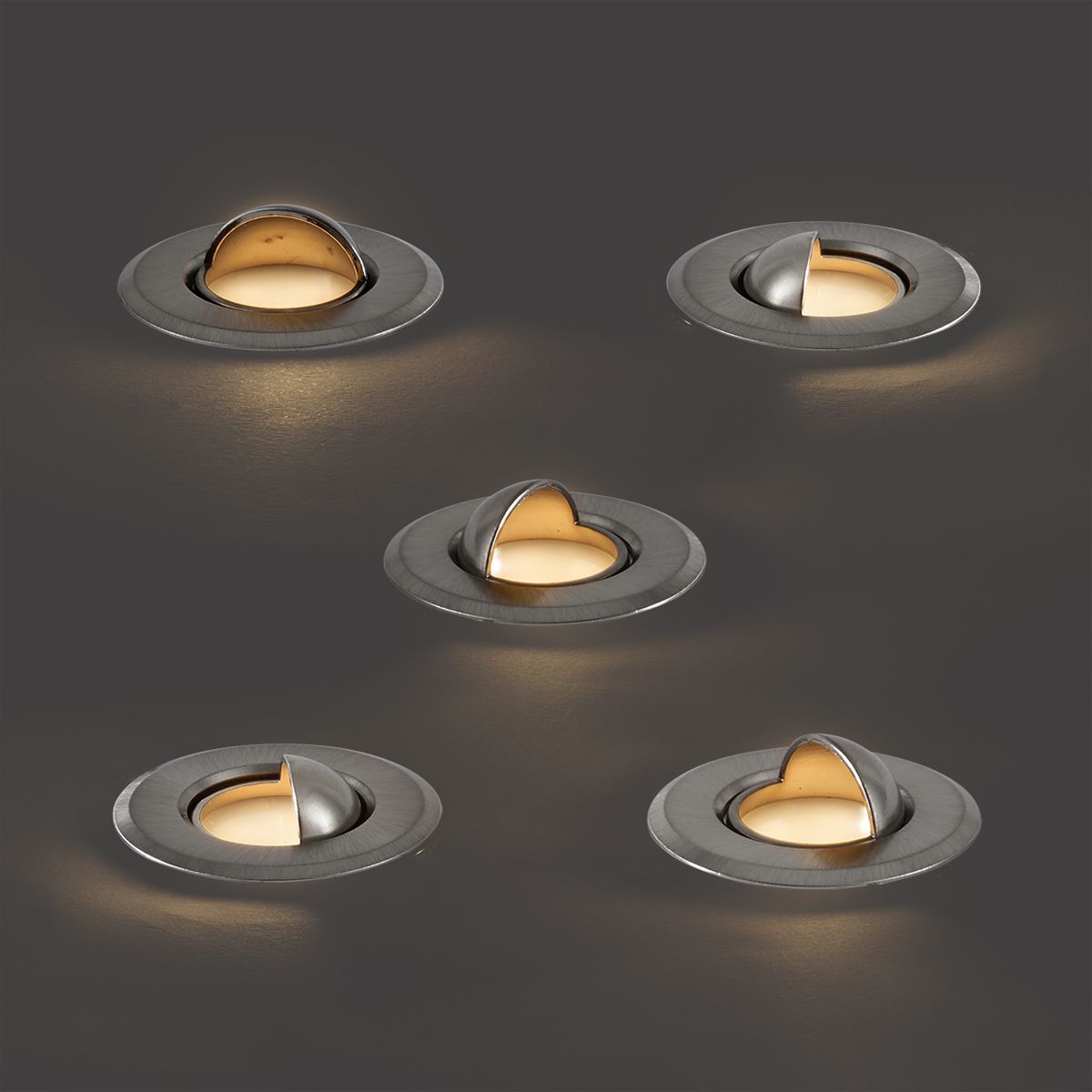 Set van 5 moderne grondspots aluminium incl. LED IP67 - Linsey