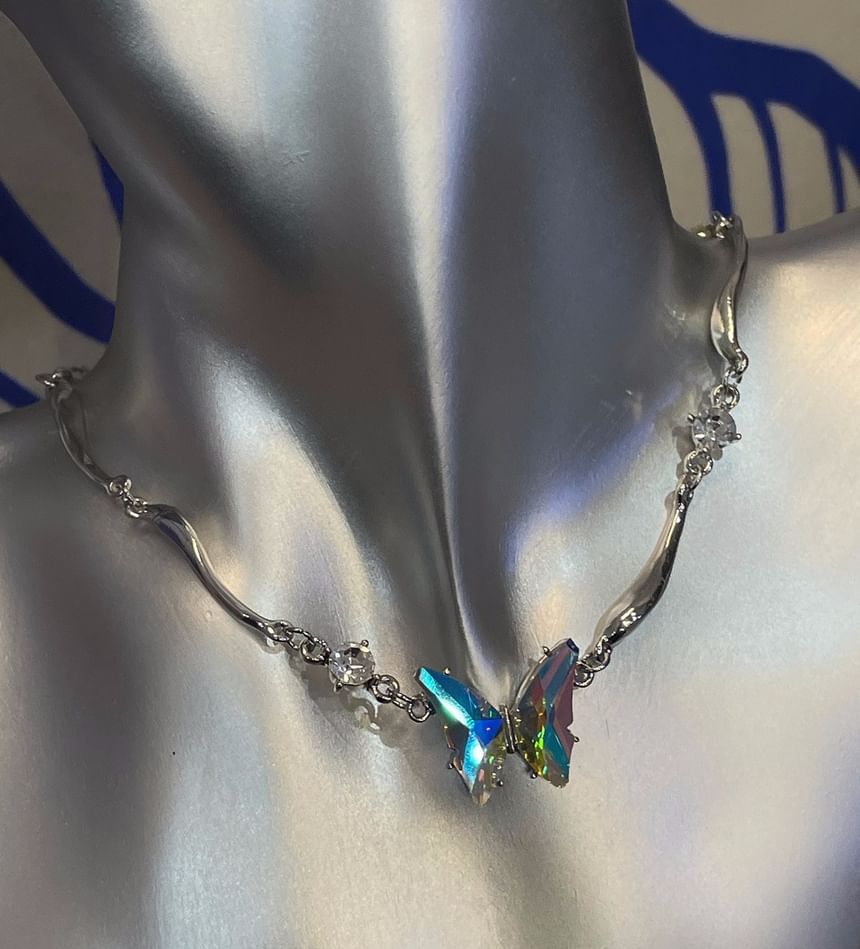 Lilafey - Vlinder-strass-legering choker