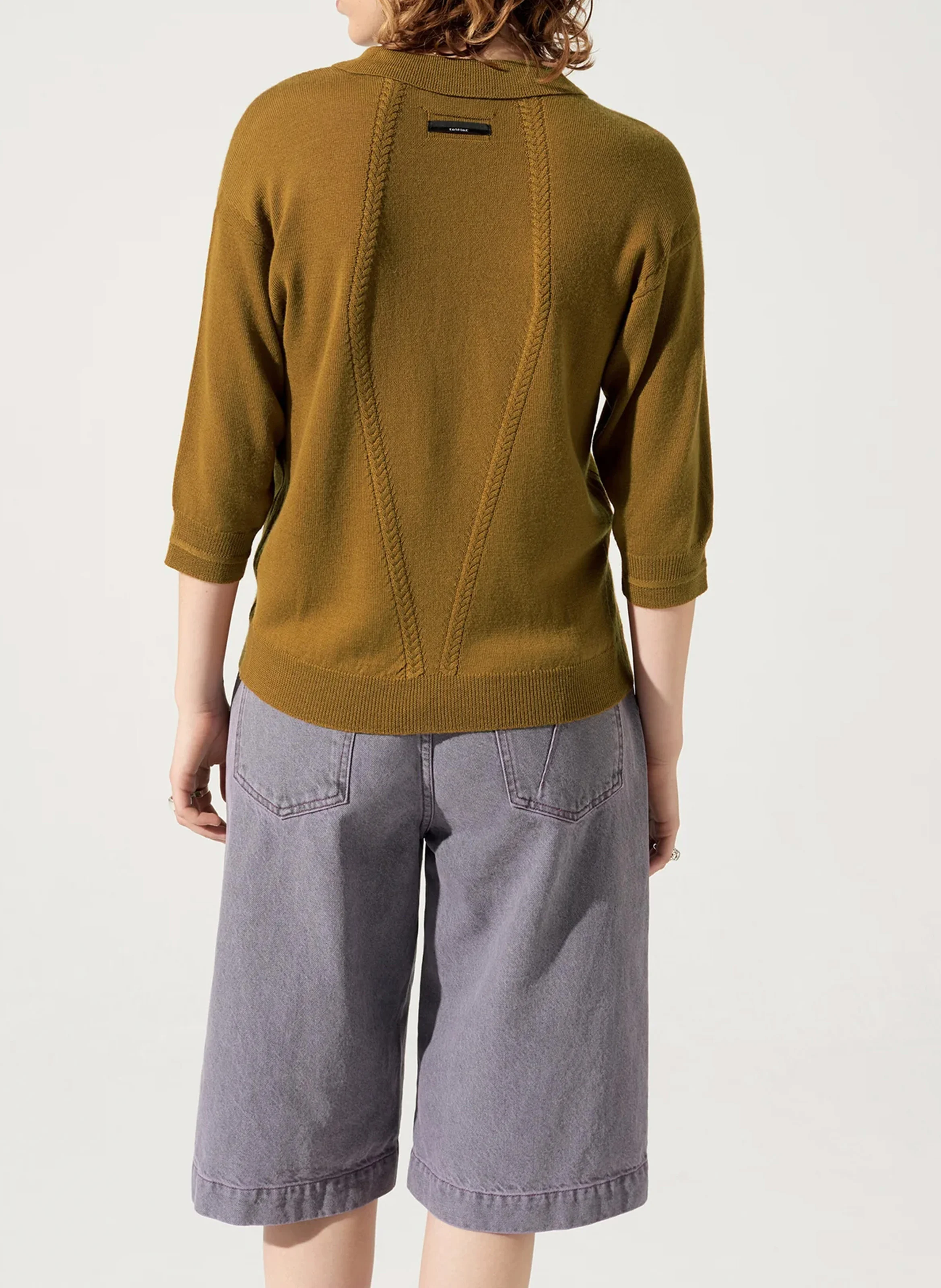 Pull col polo ample en laine | Jaune