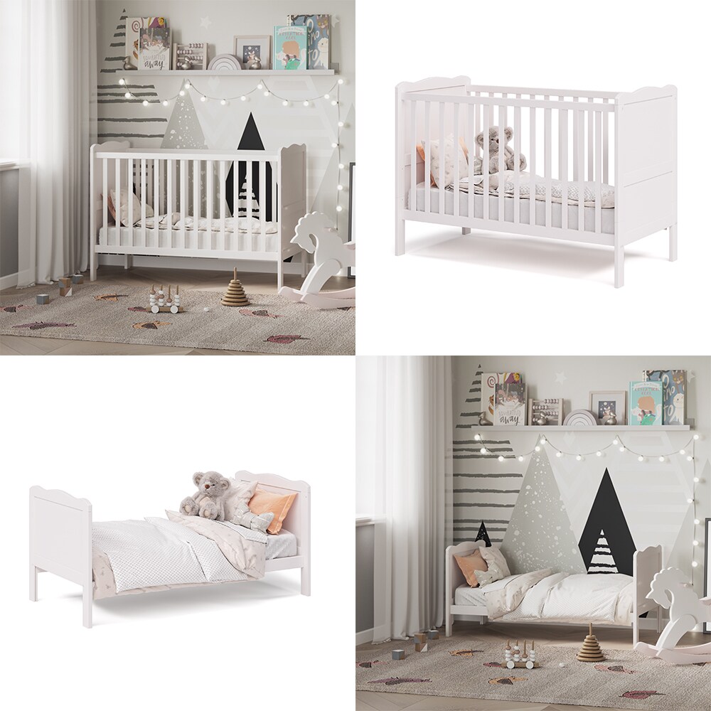 VitaliSpa Gitterbett Babybett Kinderbett Tobi Kombinationsbett umbaubar Weiß