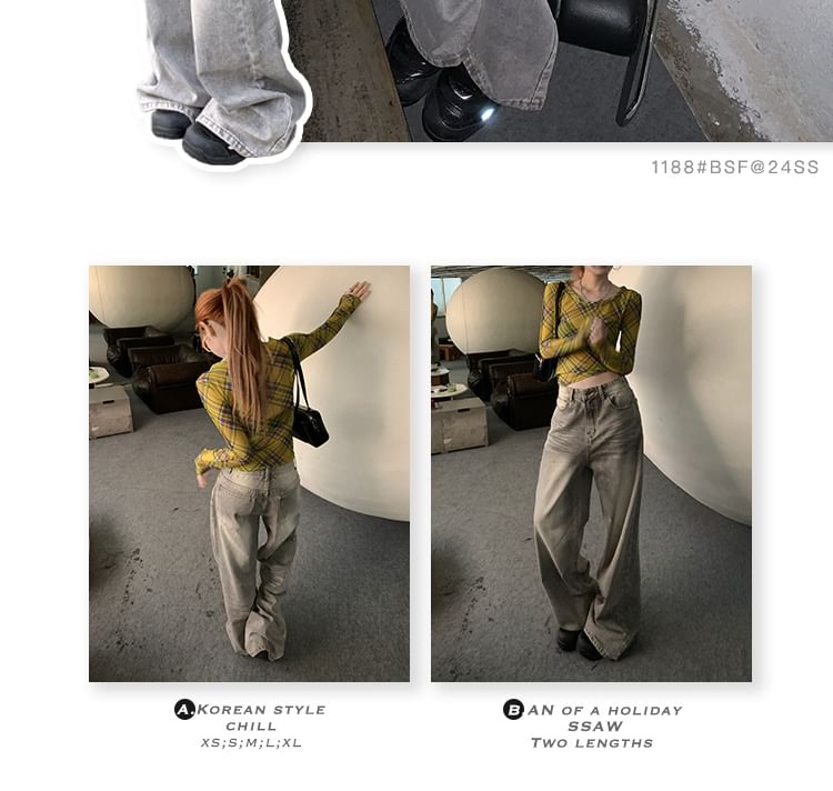 Litoya - Low Waist Washed Wide Leg Jeans (Diverse designs)