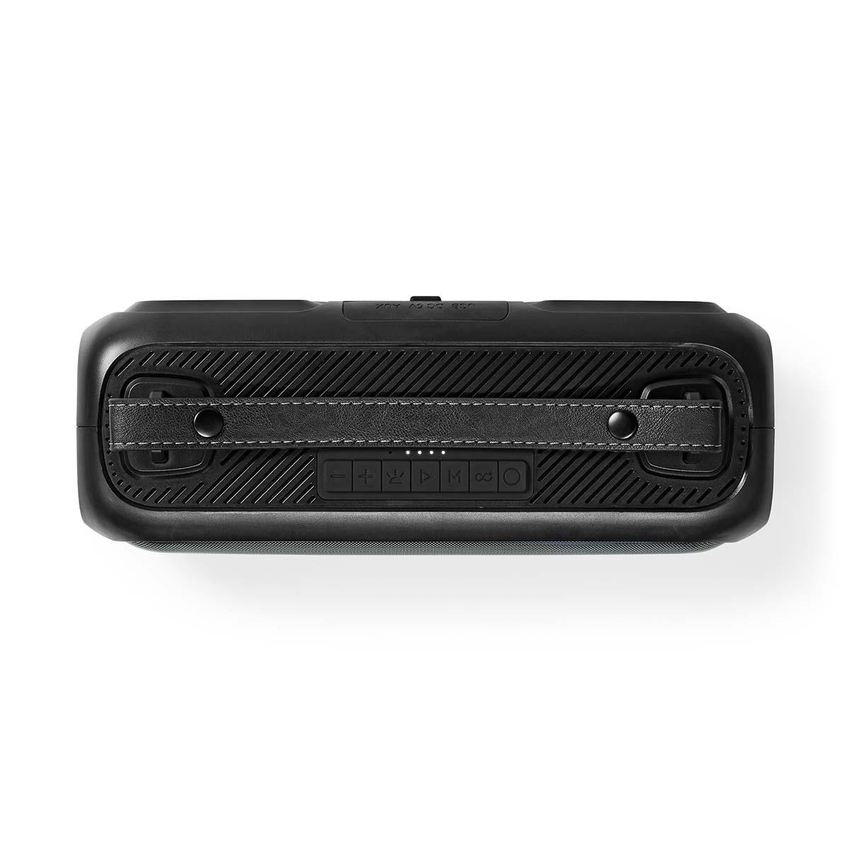 Nedis Bluetooth® Party Boombox | 4.5 timer | 2.0 | 45 W | Media avspilling: AUX / USB | IPX5 | Linkable | Bære håndtak | Party lys | Sort