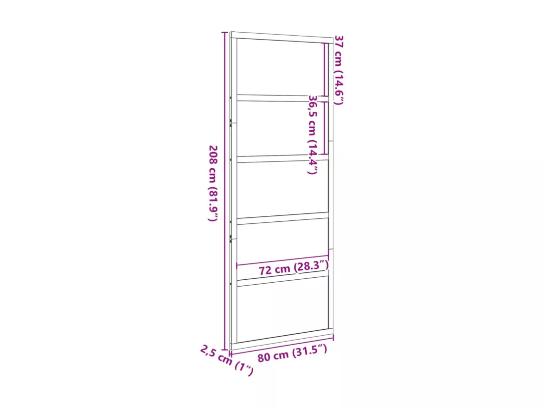 Porte de grange 80x208 cm bois massif de pin