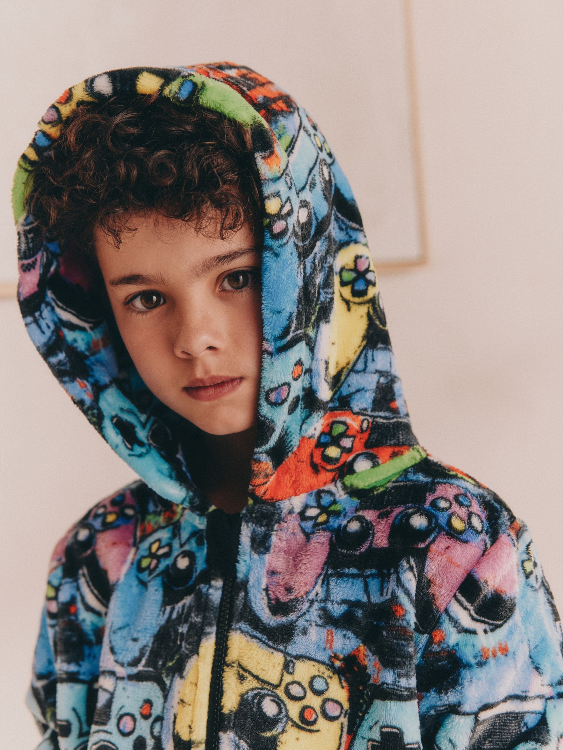 Meerkleurige Gamer - Fleece onesie (3-16 jr)