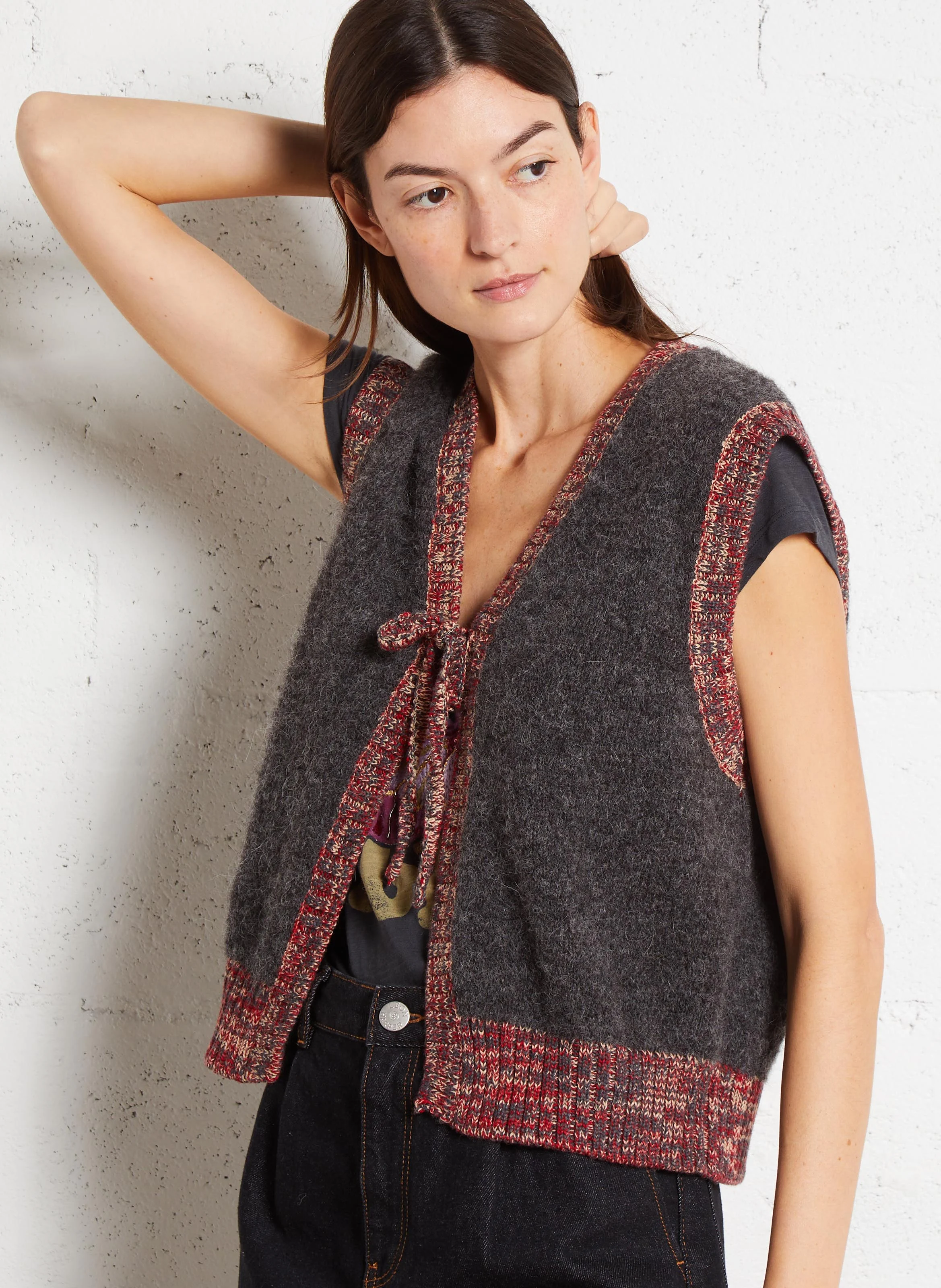 MILLY - Gilet sans manches en alpaga mélangé | Gris