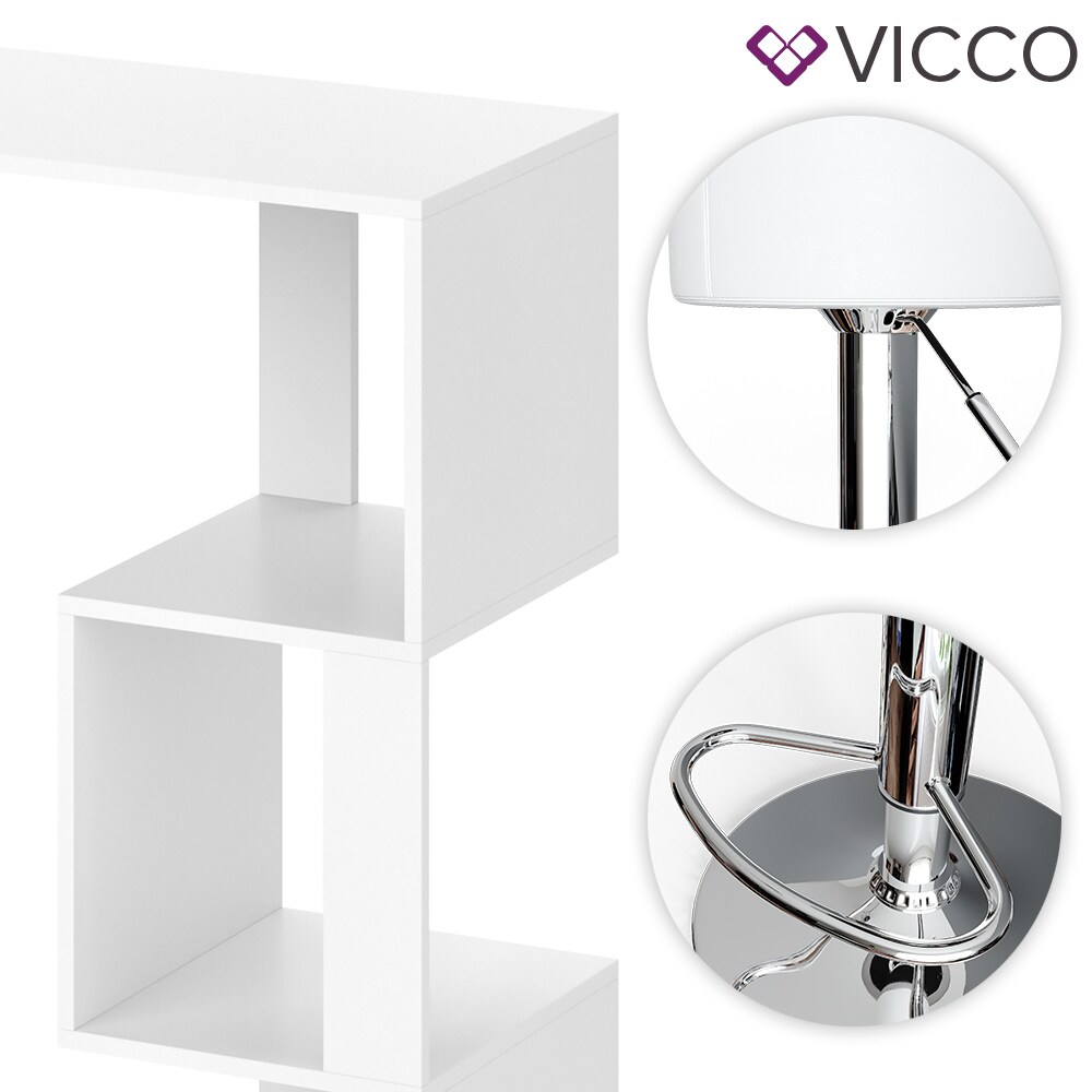 VICCO Bartisch VINCENT Weiß Bartresen Stehtisch Tresentisch Bistrotisch Bar inkl. Barhocker