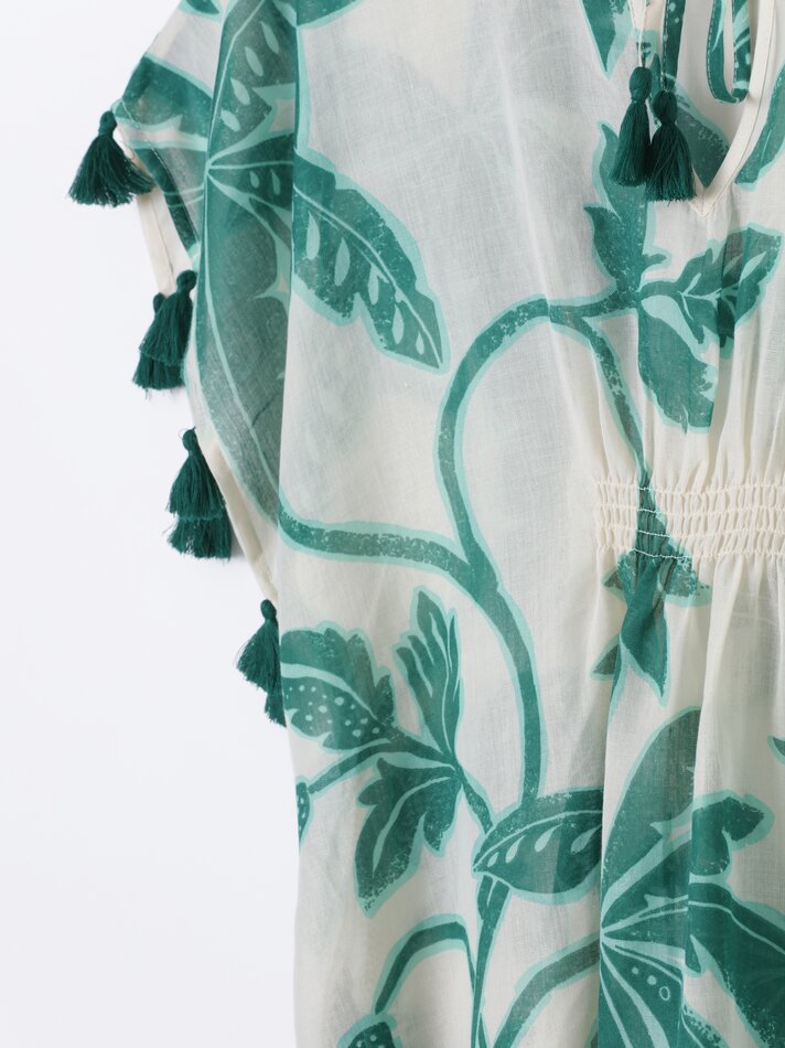 Caftan com franjas - Verde claro