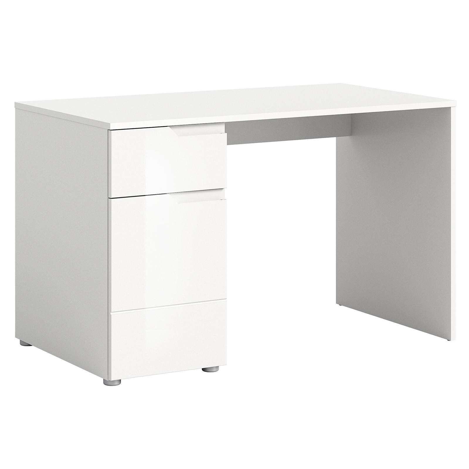 Schreibtisch HILTON - alpinweiß - weiß Hochglanz - 120 cm breit