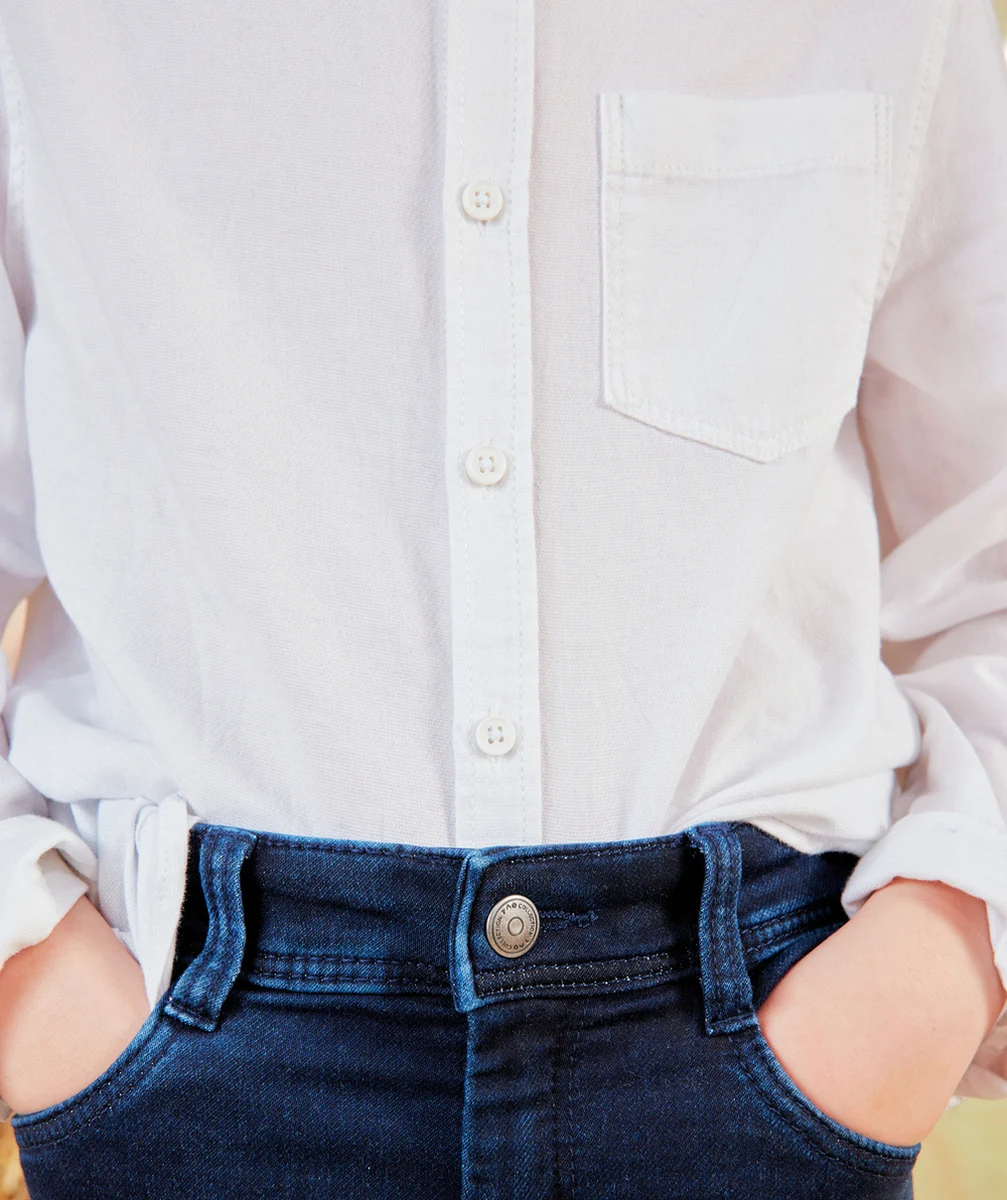 CHEMISE GARÇON BLANCHE EN COTON AVEC POCHE