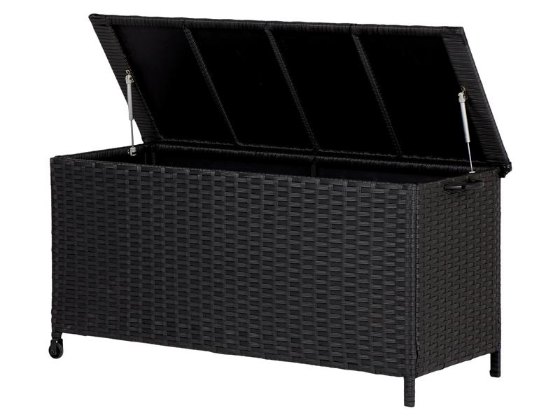 COCON Gartenbox Victoria, 133 x 63 x 45 cm, Schwarz Kissenbox für Terrasse, Balkon oder Loggia