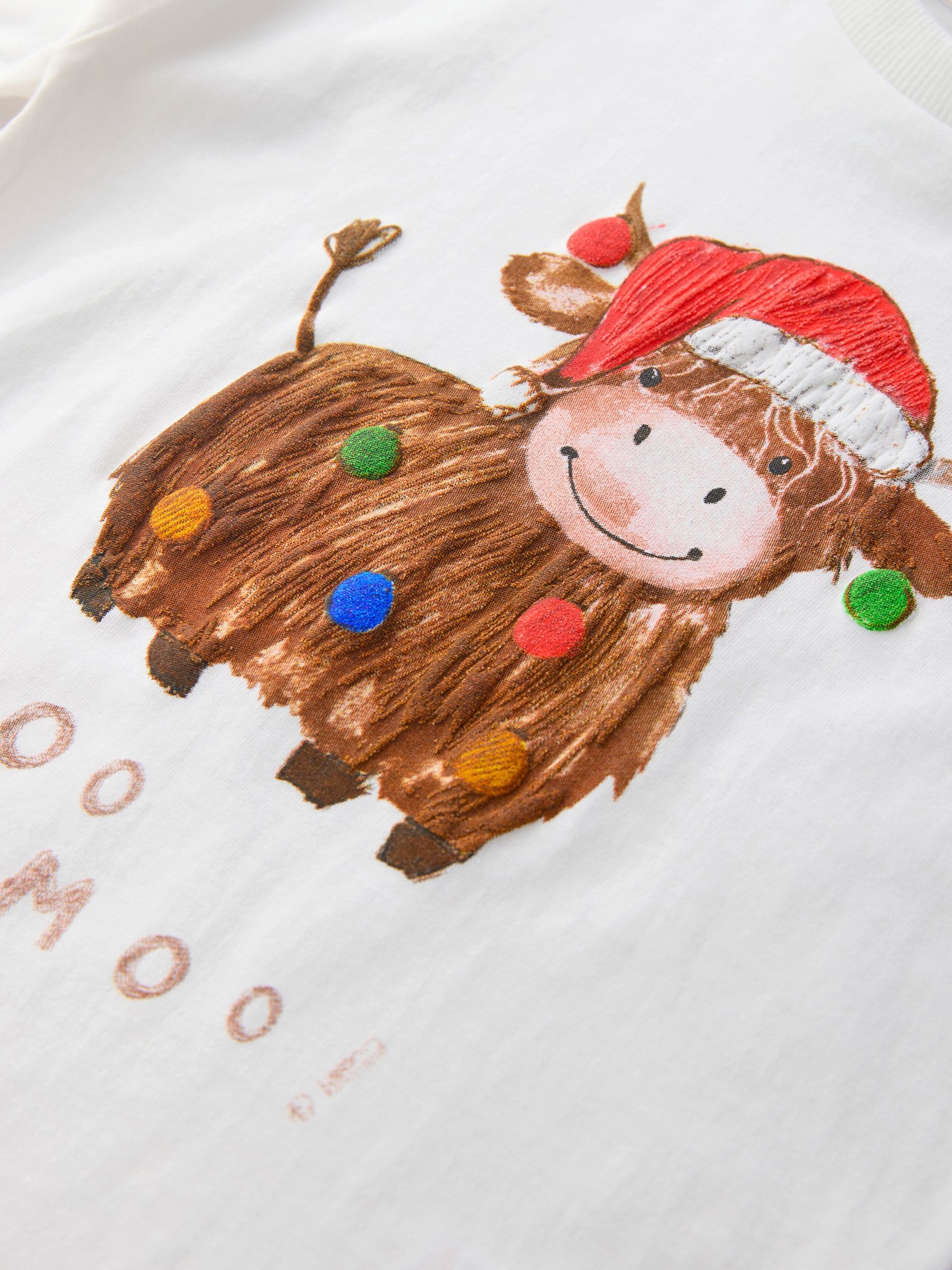 Witte Hamish - Kerst-T-shirt met lange mouwen (3mnd -8jr)