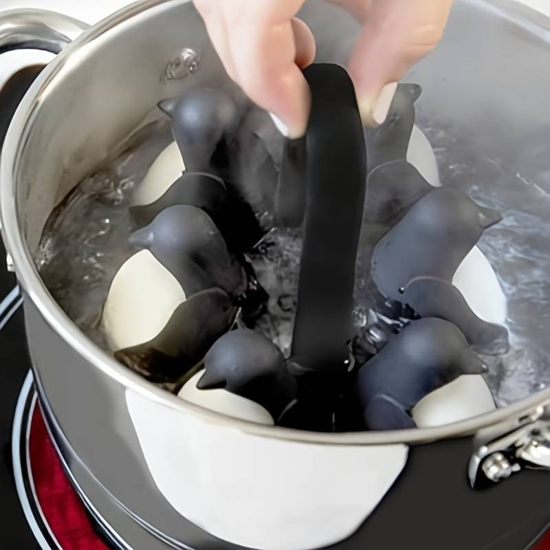 6-fach Eier Halter Egguins Haltering zum Kochen / Servieren / Aufbewahren - Pinguin