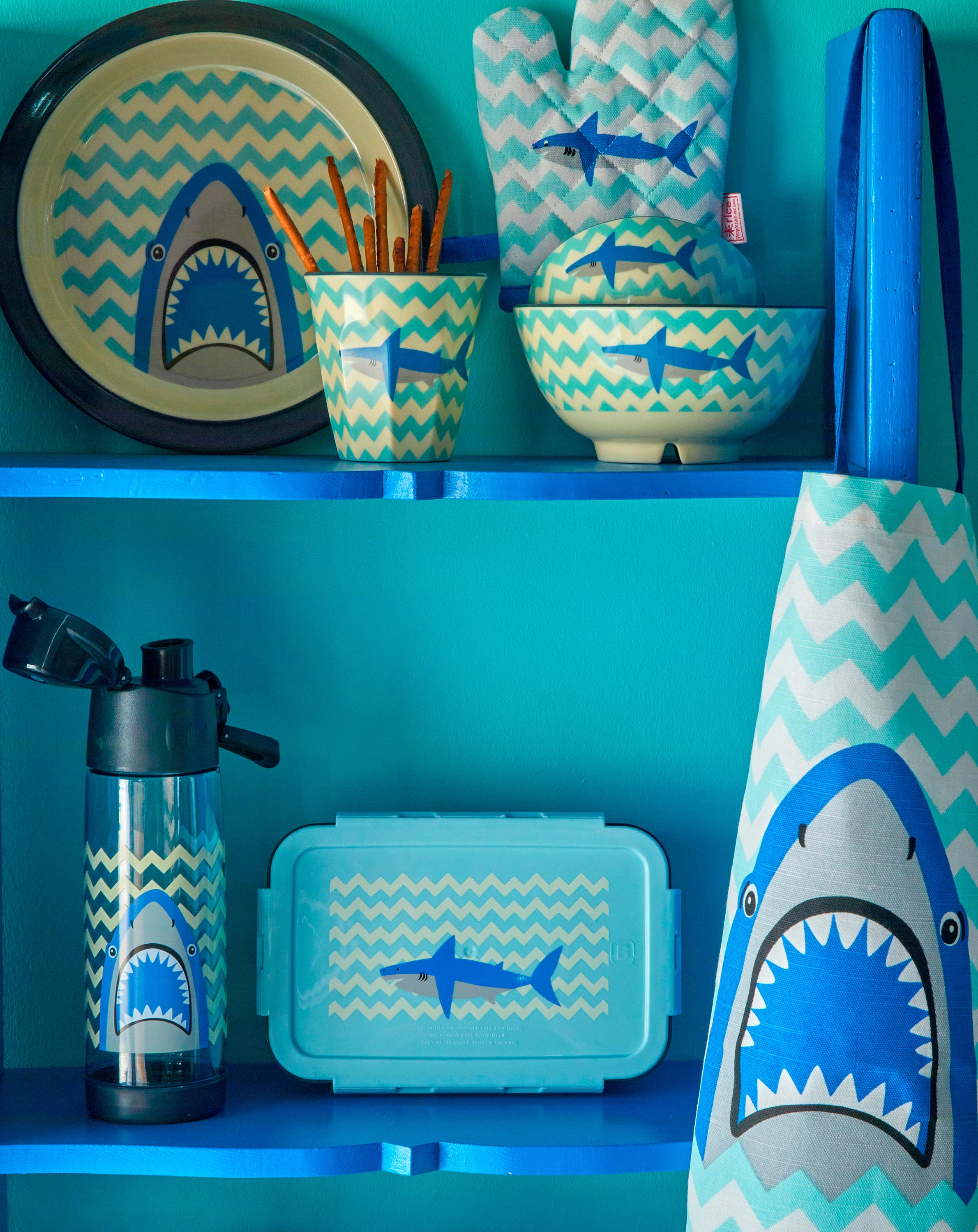 Melamin-Schüssel SHARK PRINT medium in blau