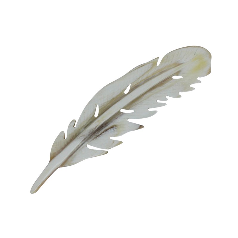 Broche Plume en Corne Naturel Modèle 4