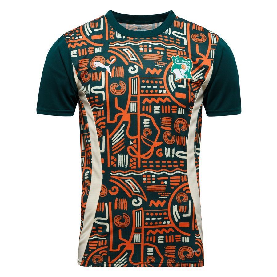 Côte D'Ivoire T-shirt d'Entraînement Avant-Match Africa Cup of Nations 2025 - Vert/Orange