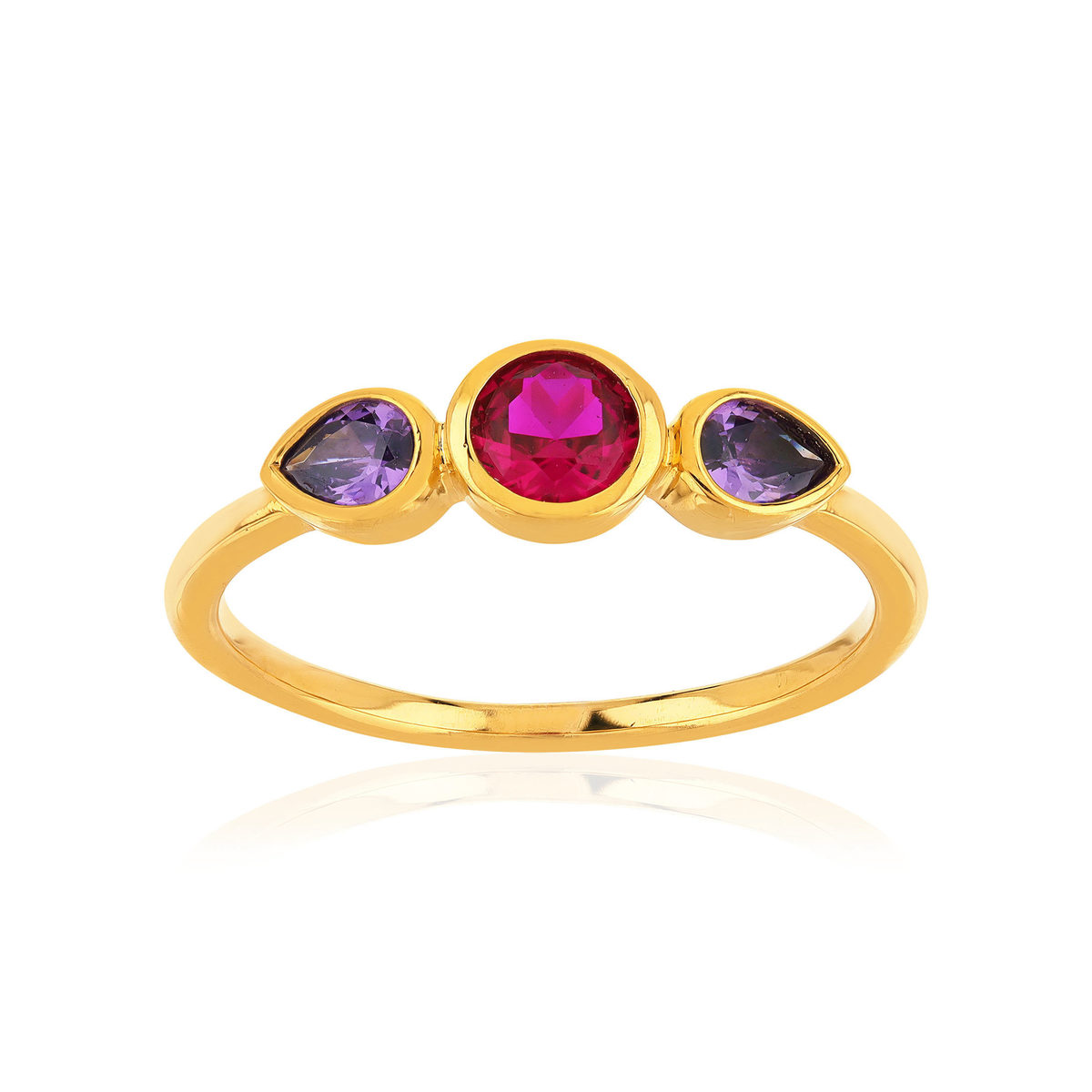 Bague plaqué or jaune pierres imitation