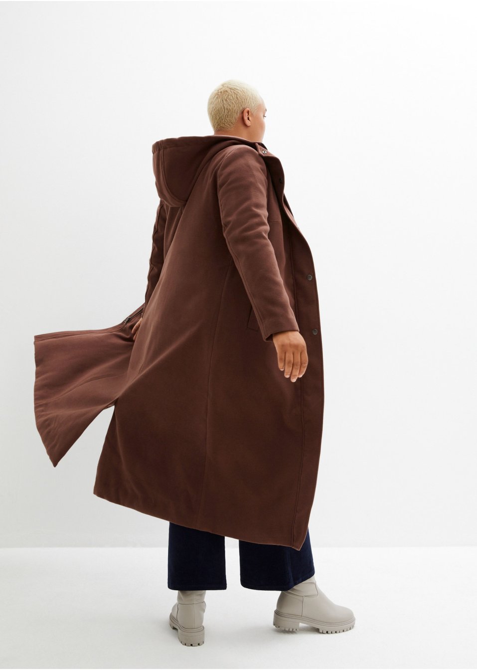 Manteau en imitation laine, coupe longue
