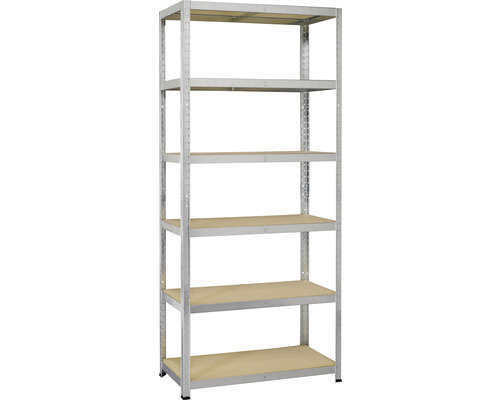 Robuuste stellingkast Strong 175, gegalvaniseerd, 196x100x40 cm, 6 houten legborden, draagvermogen 1050 kg