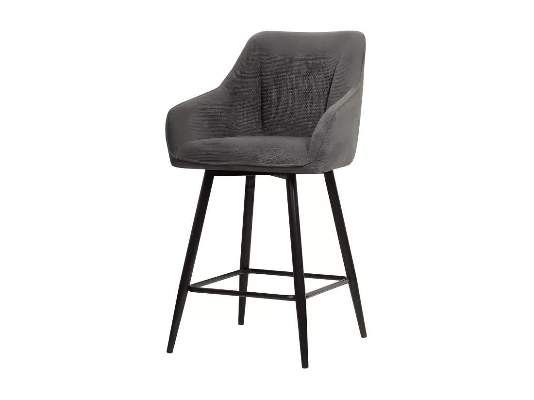 Tabouret de bar Rio gris foncé pieds métal noir