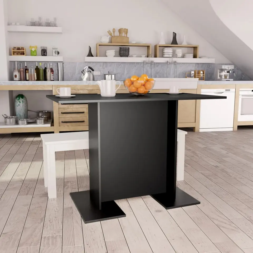 vidaXL - Eettafel - Zwart - Bewerkt hout