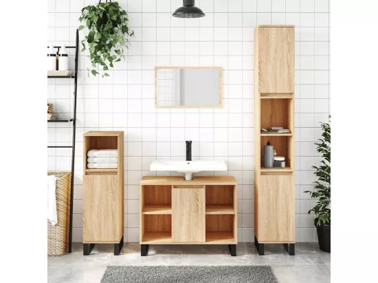Armoire salle de bain chêne sonoma 80x33x60cm bois d'ingénierie