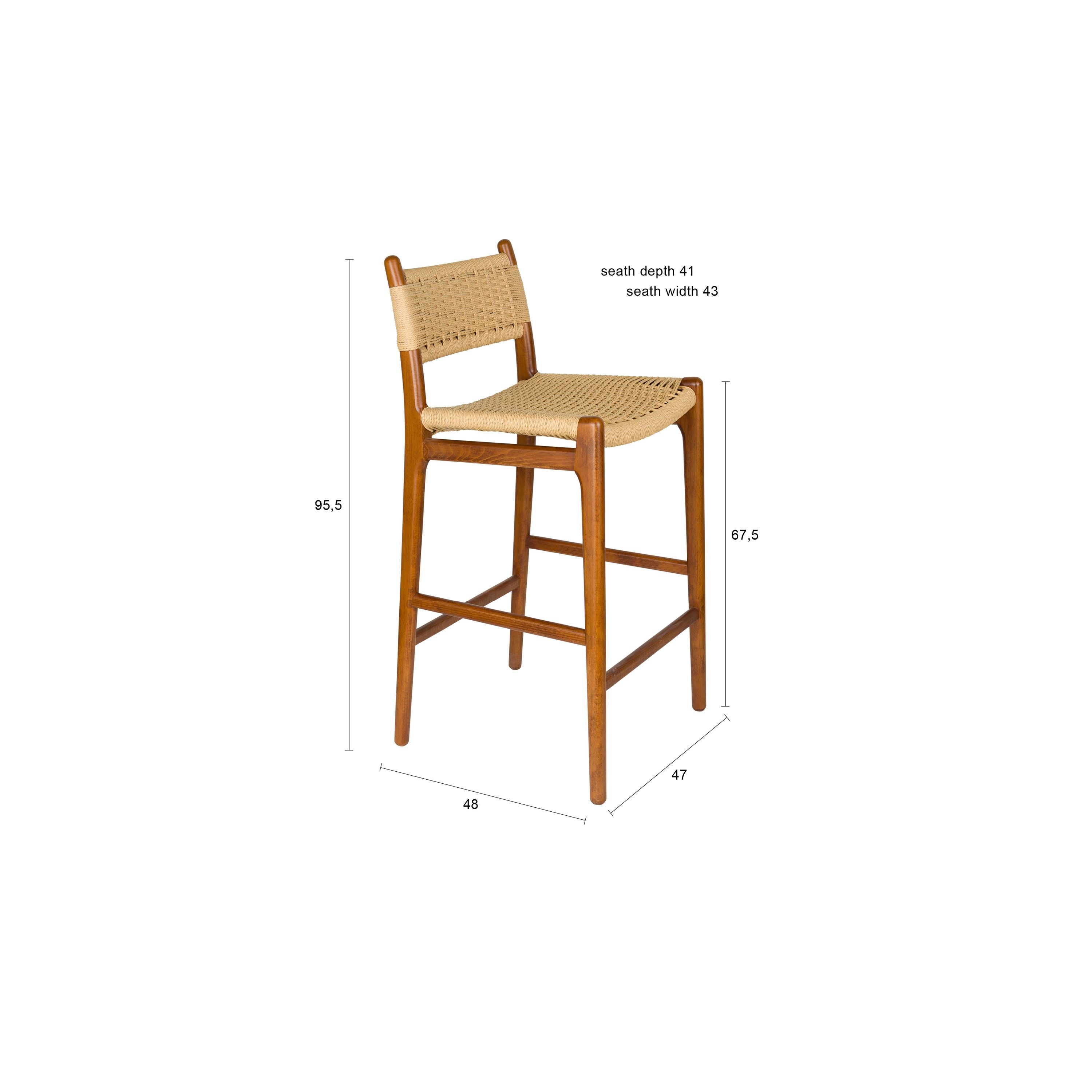 Dutchbone Cecile Counter| Barkruk met Rugleuning Walnoot - Bruin