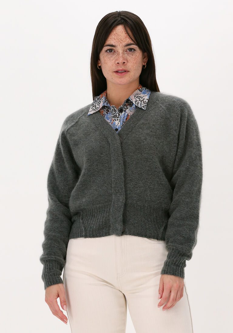 SECOND FEMALE antraciet second female vest brook knit reverse boxy cardig