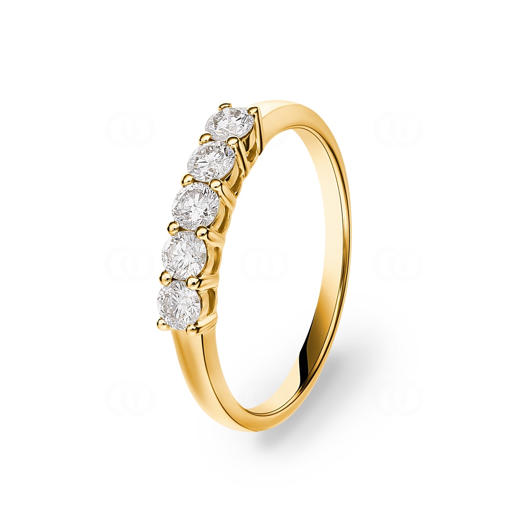 0.49 Karat Five Stone Diamantring 750/18 K Gelbgold