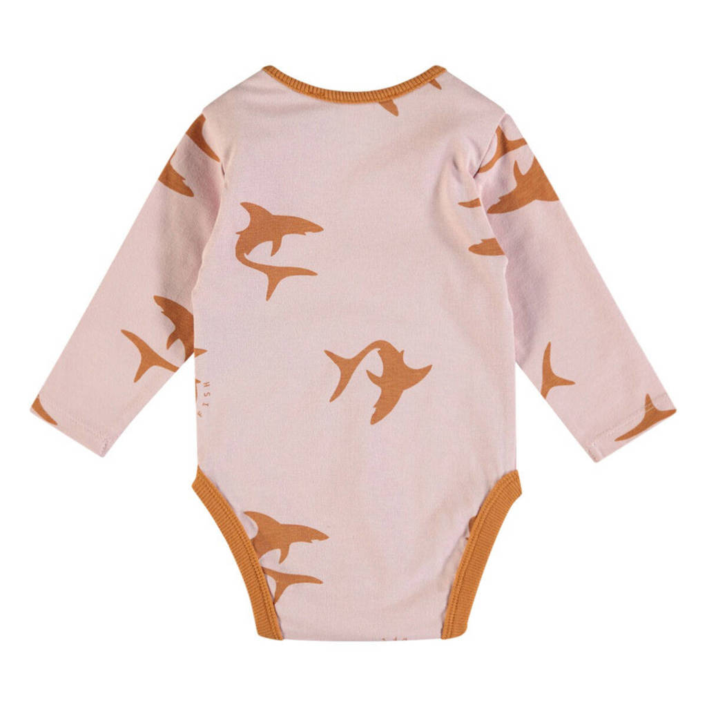 Wildfish romper met all over print lichtroze/bruin
