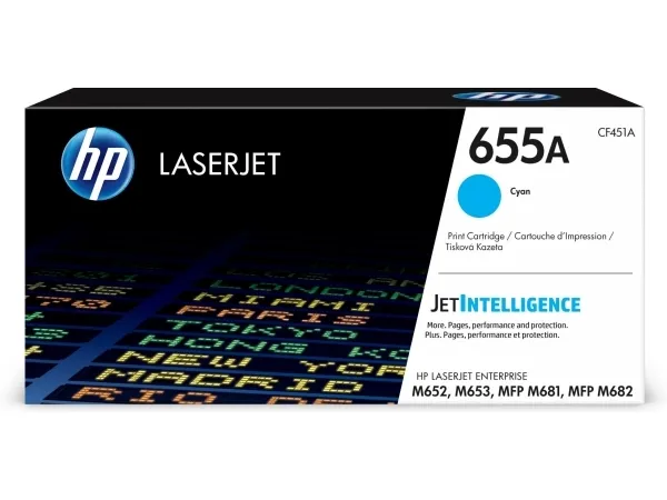 Lasertoner HP 655A CF451A, 10.500 sider, cyan