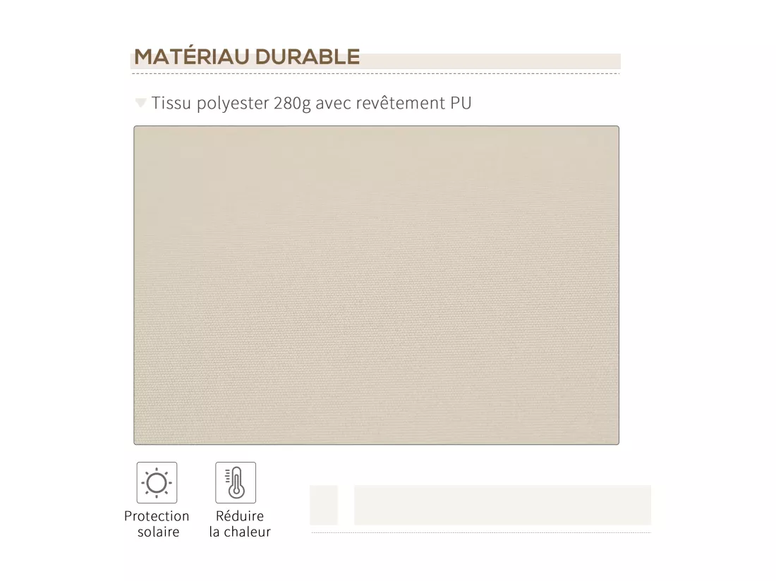 Store banne manuel rétractable aluminium polyester imperméabilisé 3,5L x 2,5l (avancée) m beige